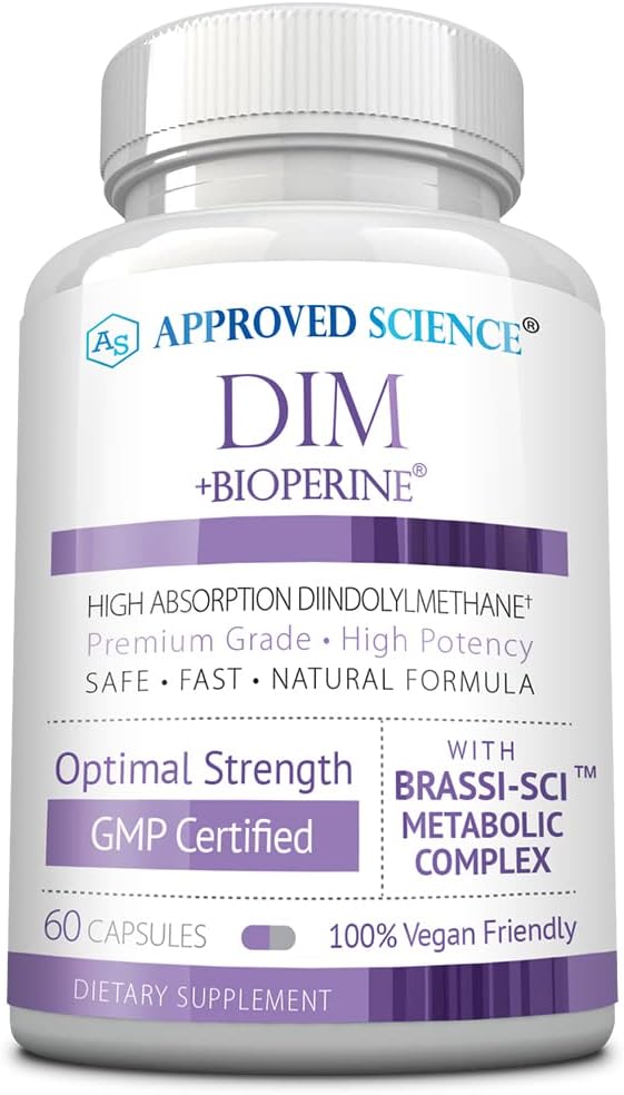Ciencia aprobada DIM - Estrógeno Metabolismo Soporte - DIM, Broccoli Sprout, Mustard Seed, Calcium D, BioPerine - Vegan - 1 Botella - 60 cápsulas