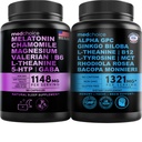 MEDCHOICE Melatonina del sueño (90ct) y Cerebro Nootrópico (60ct) Suplemento Bundle - Wellness Duo for Sleep, Brain, Focus, " Mood Support - Vegan, Non-GMO, Gluten-Free