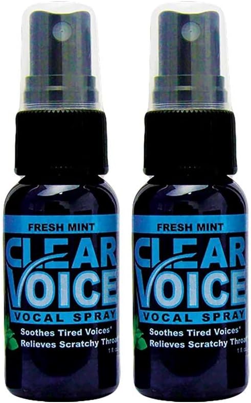 Limpiar Voz Oral Throat Spray Singing Ease Clarity Soothing Dampener Moisturizer Relief Vocal Eze Reducer Booster Treatment, Made in USA, Fresh Mint Flavor (2 Pack)