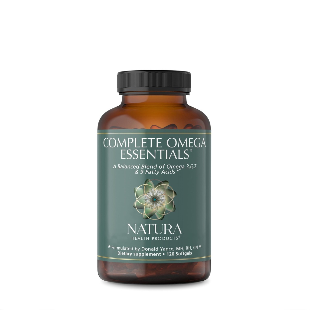 Natura Health Products Complete Omega Essentials Suplemento - Balanced Blend of Omega 3, 6, 7, & 9 Fatty Acids - Destacando Fish Oil Concentrate, Borage Seed Oil, Sea Buckthorn Berry (120 softgels)