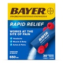 Bayer Rapid Relief Powder Packs con Aspirin &amp; Caffeine, Dissolvable Fast Acting Pain Relief for Headache, Muscle and Body Pain, Raspberry Flavor (Packaging may vary), Pack of 3 x 10 Count