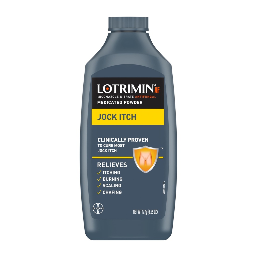 Lotrimin Antifungal Jock Itch Medicated Powder with Miconazole Nitrate, Jock Itch Treatment for Hombre, Women, and Kids Over the Age of 2, 6.25 oz Bottle