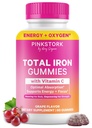 Pink Stork Prenatal Iron Suplemento Gummies for Women - 20 mg con vitamina C - Grape Chewable for Deficiency, Energy, & Blood Builder - 60 Gummy Chews