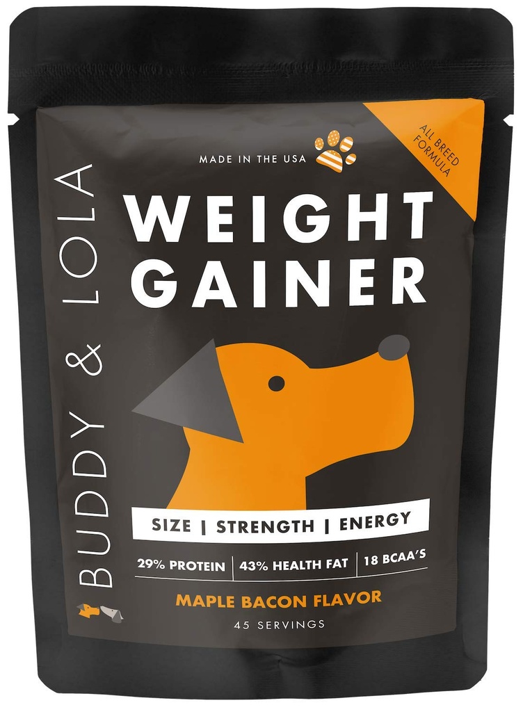 Buddy &amp; Lola Dog Weight Gainer - Suplemento de perro para la ganancia de peso - Dog Protien Powder para Max Muscle Builder, Suplemento Calorie Alto para todos los perros &amp; razas inc Bully. Pro Food Topper - Made in The USA