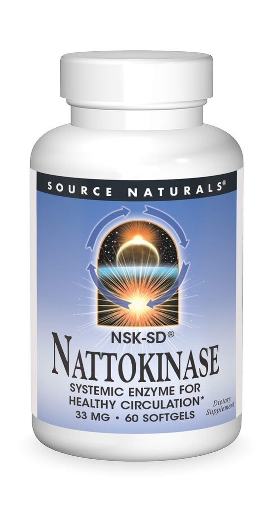 Fuente Naturales Nattokinase Enzyme Sistémico para la Circulación Saludable* 33mg - 60 Softgels