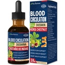 Circulación de sangre Caballo Chestnut Extracto gotas líquidas, Castaño de Indias y Diosmina para la Circulacion y Varices, Suplemento de óxido nítrico para Flujo de sangre, Presión y Salud del Corazón.2 oz