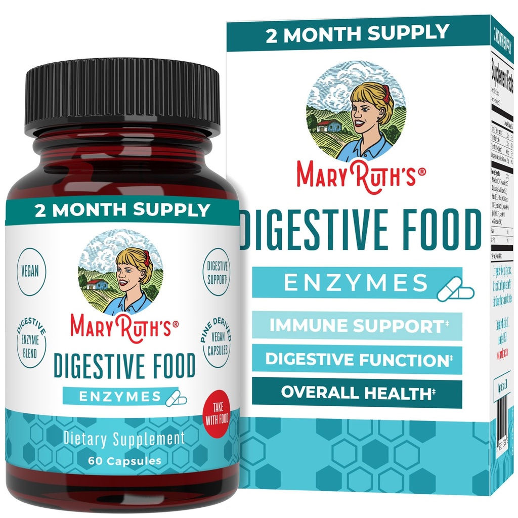 MaryRuth Organics Digestive Enzymes ← Hasta 2 Mes de Suministro Silencio Vegan Digestive Health Aid and Gut Health Enzyme Complex ← Sobre 12 Enzymes ← Vitaminas B6 &amp; B12