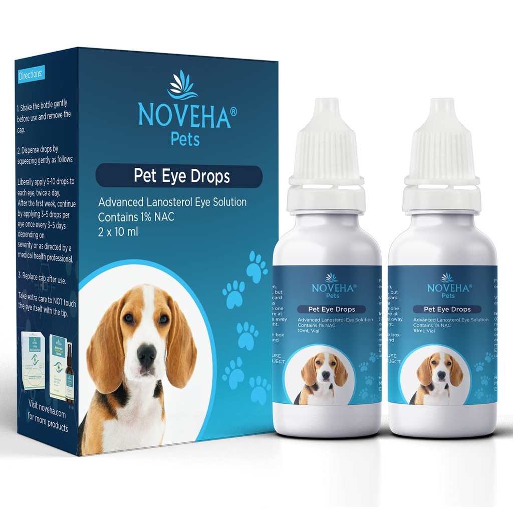 NOVEHA Pet Drops tención Advanced Lanosterol Solution + NAC (2 x 10 mL)