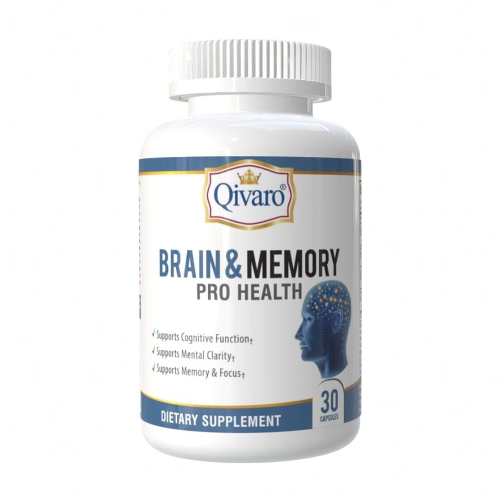 Brain & Memory Pro Health - Apoyo natural para la función cognitiva - Suplemento de memoria para la salud cerebral - Vegan y no GMO - Hecho en EE.UU. - 30 cápsulas