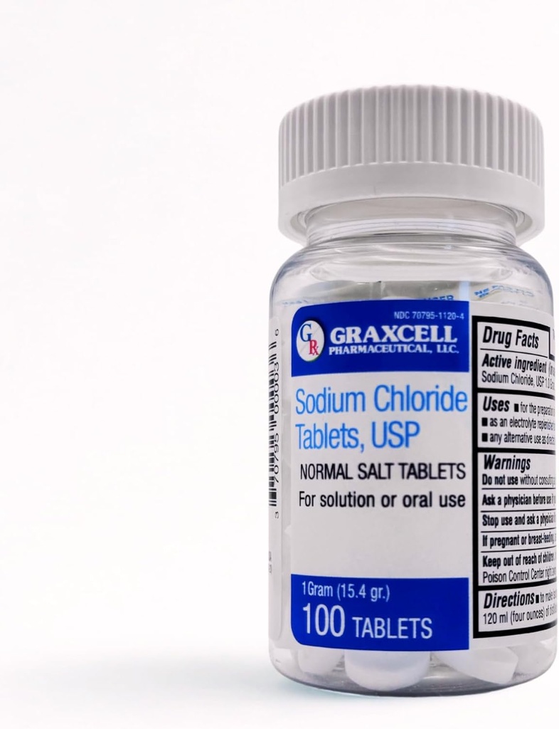 Sodium Chloride Tablets 1gm  durable Electrolyte Salt for POTS Syndrome and Dysautonomia Support ← Rehydration Rapid