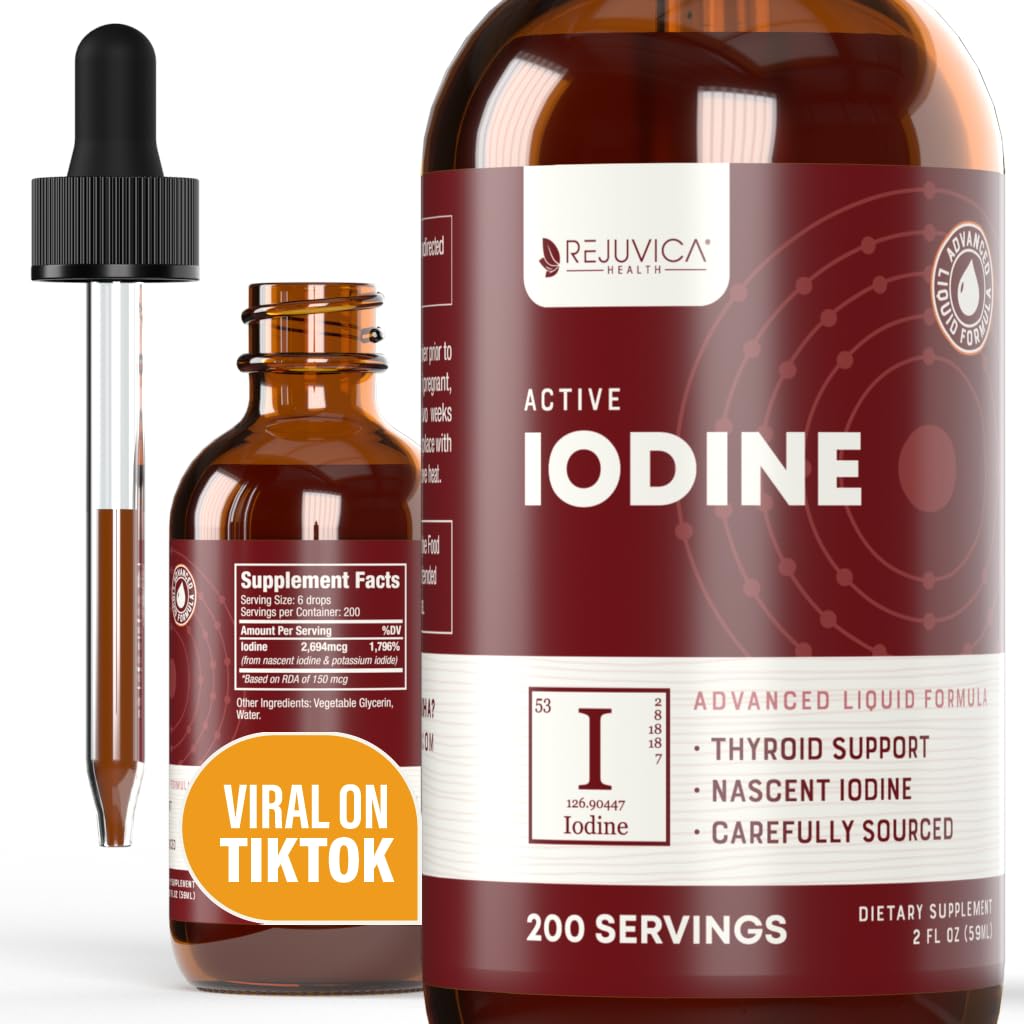 Iodine activo - Nascent Iodine Drops - Entrega líquida para una mejor absorción - Supports Healthy Energy, Vitality, " Iodine Levels
