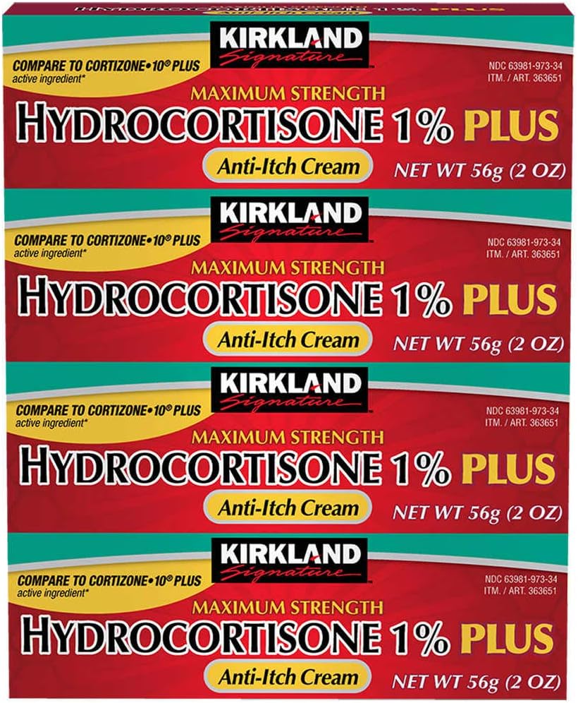 Kirkland Signature Hydrocortisone 1% Plus Anti-Itch Cream, 8 onzas (Pack of 4)