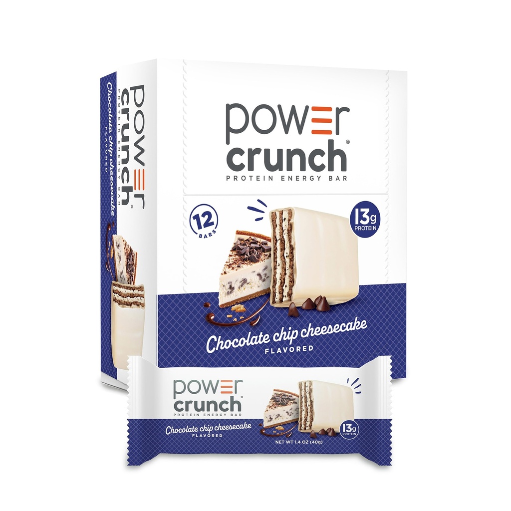 Power Crunch Protein Wafer Bares, High Protein Snacks with Delicious Taste, Chocolate Chip Cheesecake, 1.4 Ounce (12 Conde)