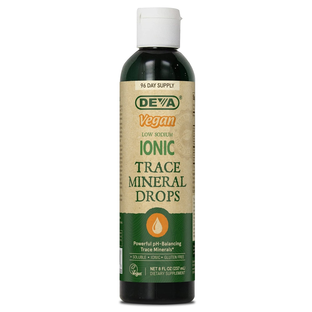DEVA Gotas Iónicas de Traza Vegan, Baja Sodio, PH Balancing, 96-Day Supply, 8 Fl Oz