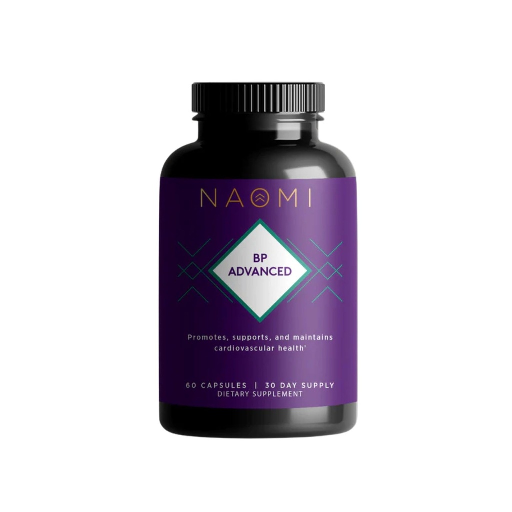 NAOMI BP Advanced, Potent Ingredients for Blood Flow and Circulation, Endothelial Function, Supports Cardiovascular and Arterial Health, 1000mg Olive Leaf Extract, 180mcg Vitamin K2 (pequeño, 60 Cuenta)