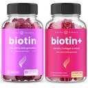 NutraChamps Complete Biotin Bundle para el cabello, piel y uñas. Biotin &amp; Biotin+