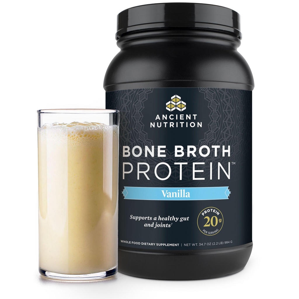 Antiguo Grass de Nutrición Fed, Bono Broth Protein Powder, 20g Protein, Hidrolyzed Collagen Peptides, Keto & Paleo Friendly, Supports Joint, Gut Health, Vanilla, 40 Servings
