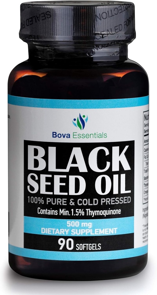 HalalEveryDay Organic Black Seed Oil - USDA Certified Cold Pressed Glass Bottle Over 1.5% Thymoquinone 3X Strength Turkish Black Cumin Nigella Sativa Non-GMO 100% Puro Blackseed Oil (Capsules)