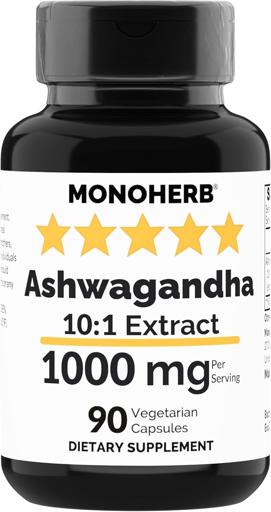 MONOHERB Ashwagandha Extracto 1000 mg - 90 cápsulas vegetarianas