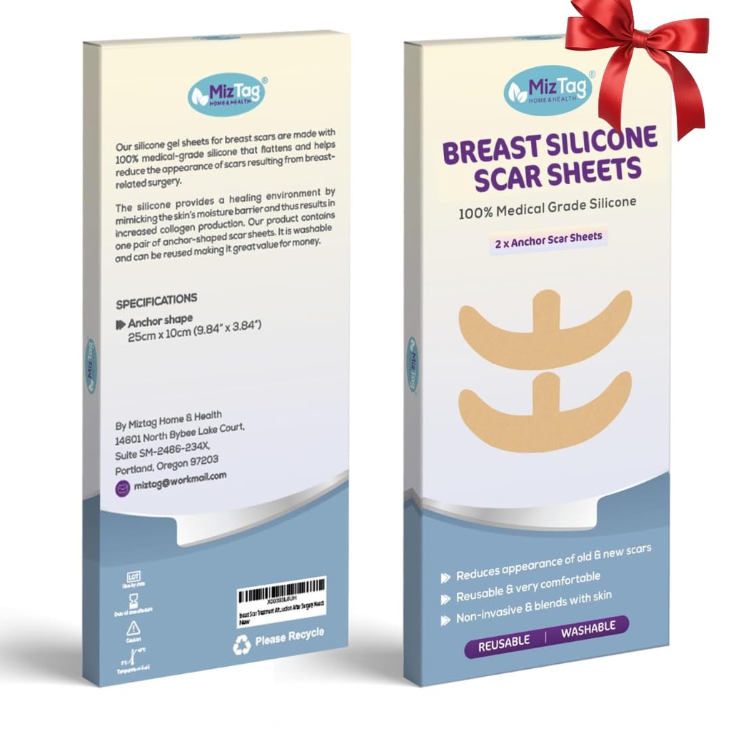 Esenciales de recuperación de cirugía de seno - Hojas de cicatrices de silicona para comodidad y curación - Ideal para Esenciales de desgaste posterior