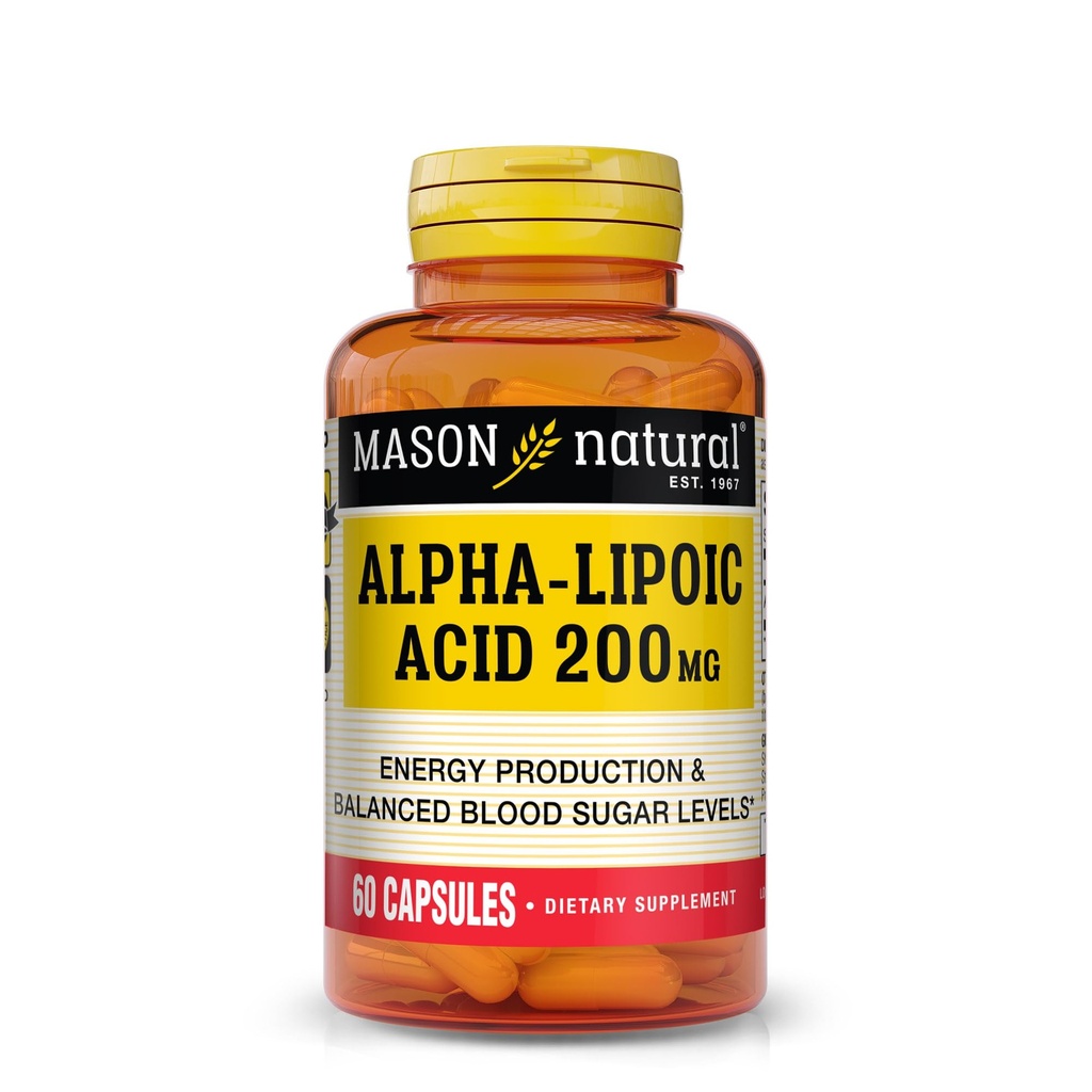 MASON NATURAL Alpha Lipoic Acid 200 mg, apoya la producción de energía, suplemento dietético, 60 cápsulas