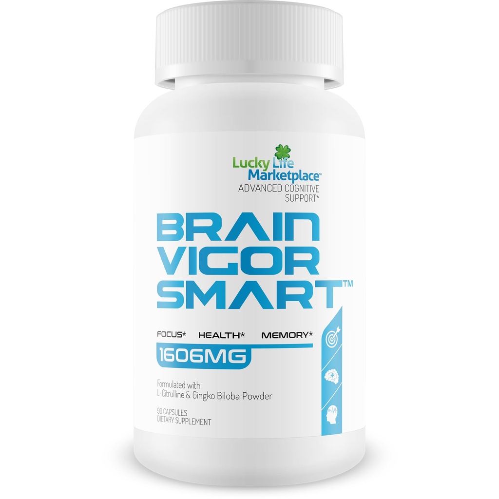Cerebro Vigor Smart Brain Booster - Soporte extra de fuerza para Focus, Health y Memory - Fórmula mejorada hecha con el mushroom de Mane de León &amp; Ginkgo Biloba - Nuestras mejores píldoras inteligentes de Vigor cerebral