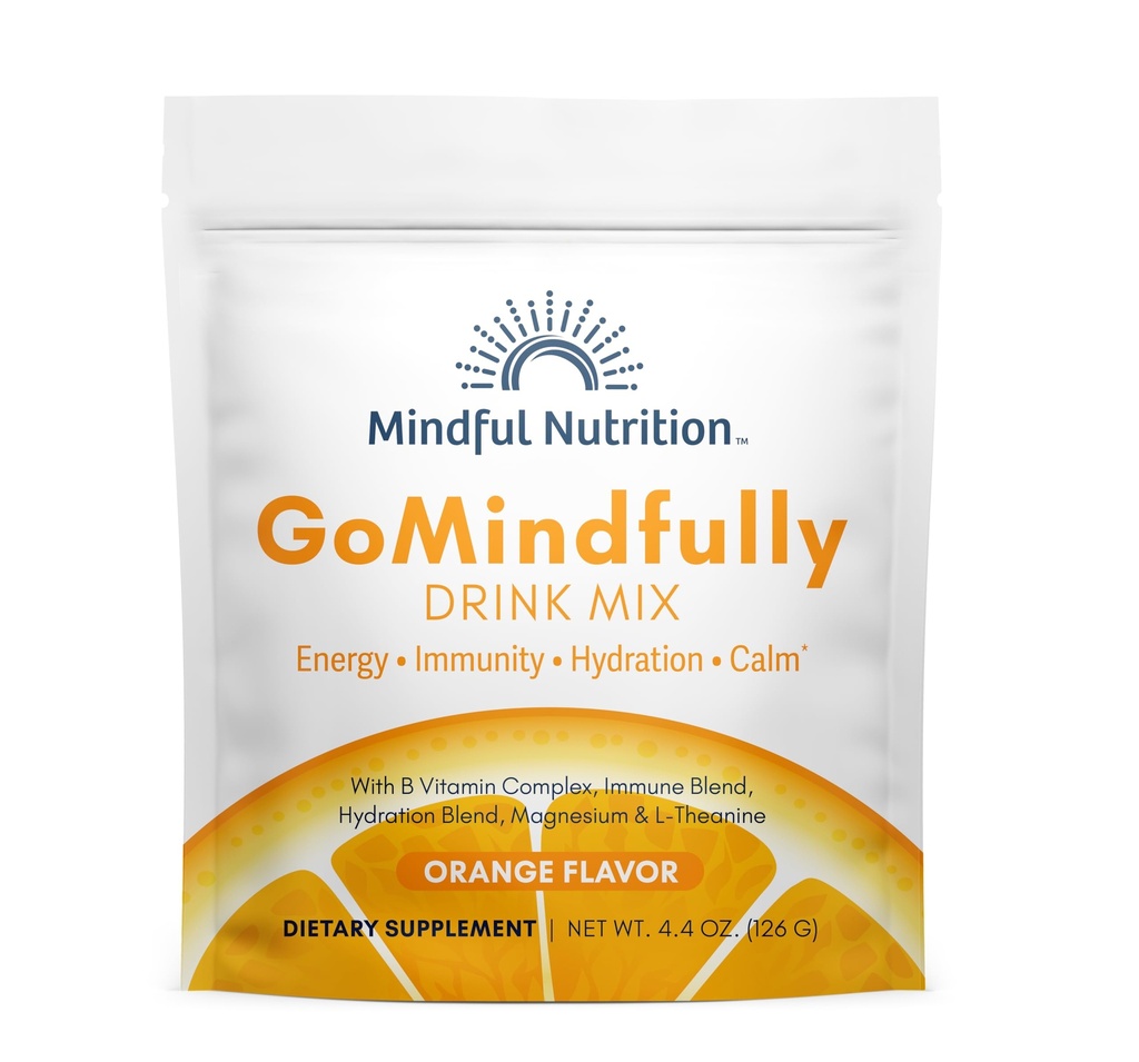 GoMindfully Orange Super Calm Magnesium Powder Drink Mix for Hydration, Recovery, Immunity and Energy with Trace Minerals, Essential Vitamins, L-Theanine y B Vitamin Complex