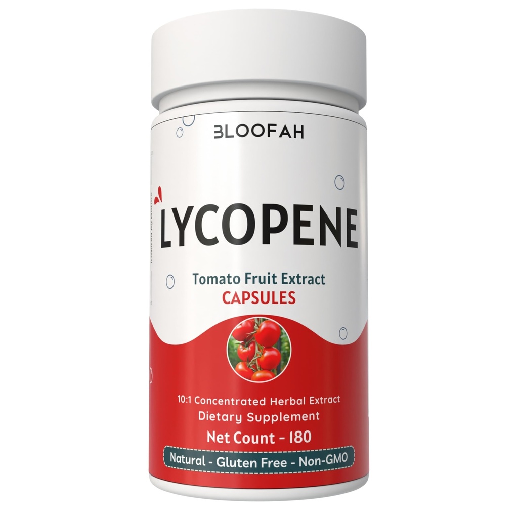 Lycopene Tomato Extracto 500mg Cápsulas ← Natural Lycopene Rich Herbal Suplemento Silencio Naturalmente-Occurring Carotenoide ← 100% Puro, No GMO &amp; Gluten Fórmula Libre - 180 Conde