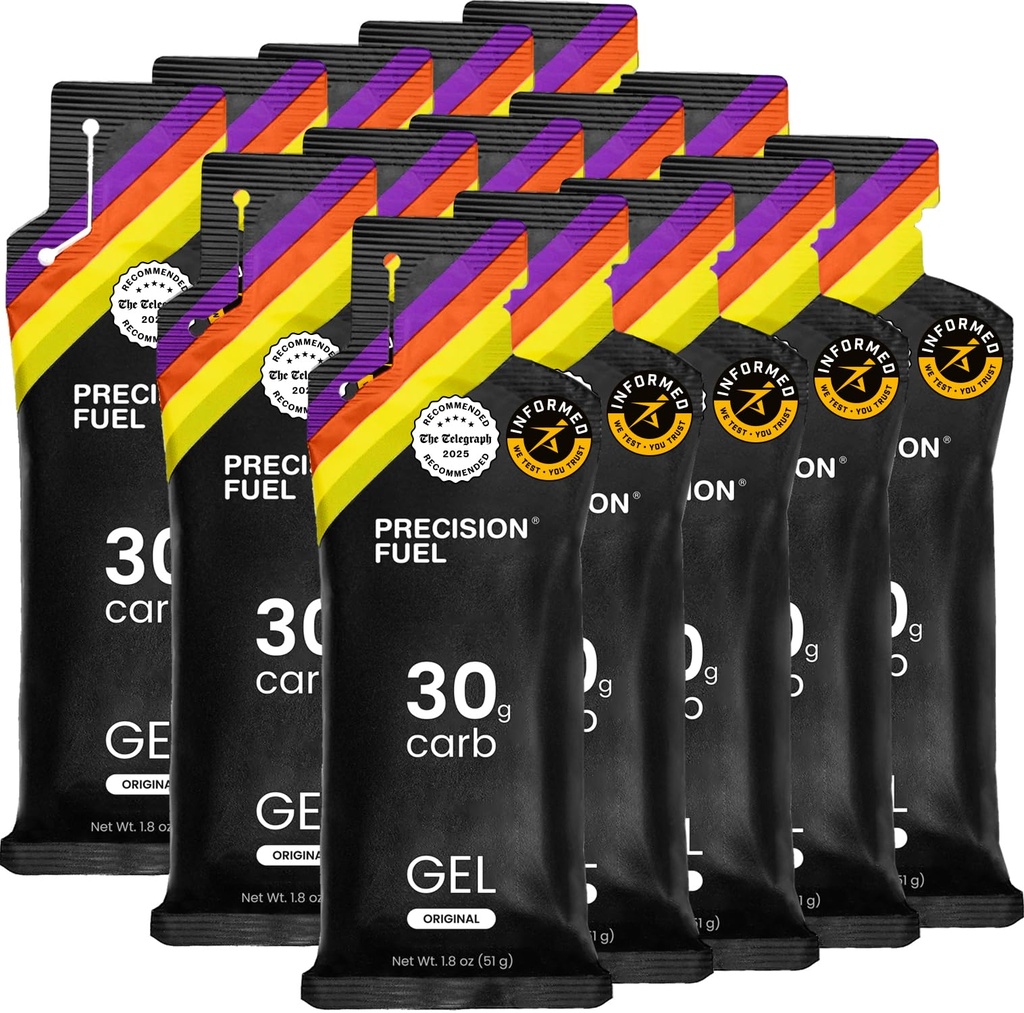 Precisión Fuel 30 Gels de energía - Leve, Neutral Flavour Gels para atletas de resistencia, 30g Carbohidrato, Fácil de Digir, Perfecto para correr " deportes de larga duración (Pack of 15)