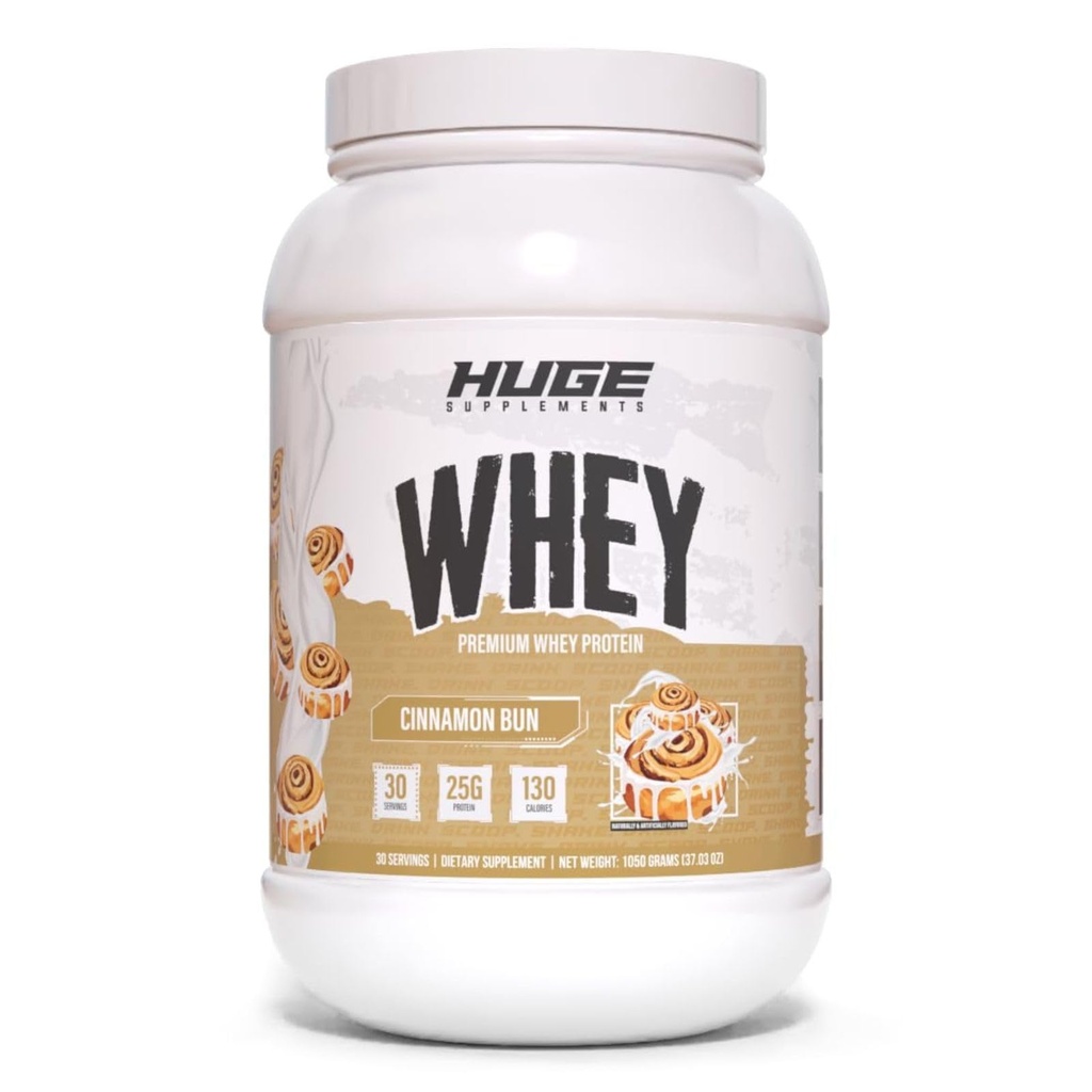 Gran Whey, Protein Powder para la ganancia muscular, 25g Protein, 12g EAAs, soporta el crecimiento muscular, rendimiento &amp; recuperación (Cinnamon Bun, 30 servidos)