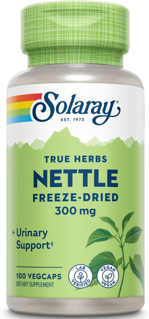 SOLARAY Nettle Leaf Freeze Dried, Veg Cap (Btl-Plastic) 300mg tención 100ct