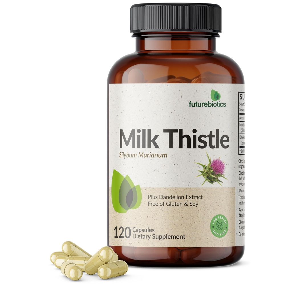 Futurebiotics Milk Thistle Silymarin Marianum &amp; Dandelion Extract Liver Health Support, Antioxidant Support, Detox, 120 Capsules