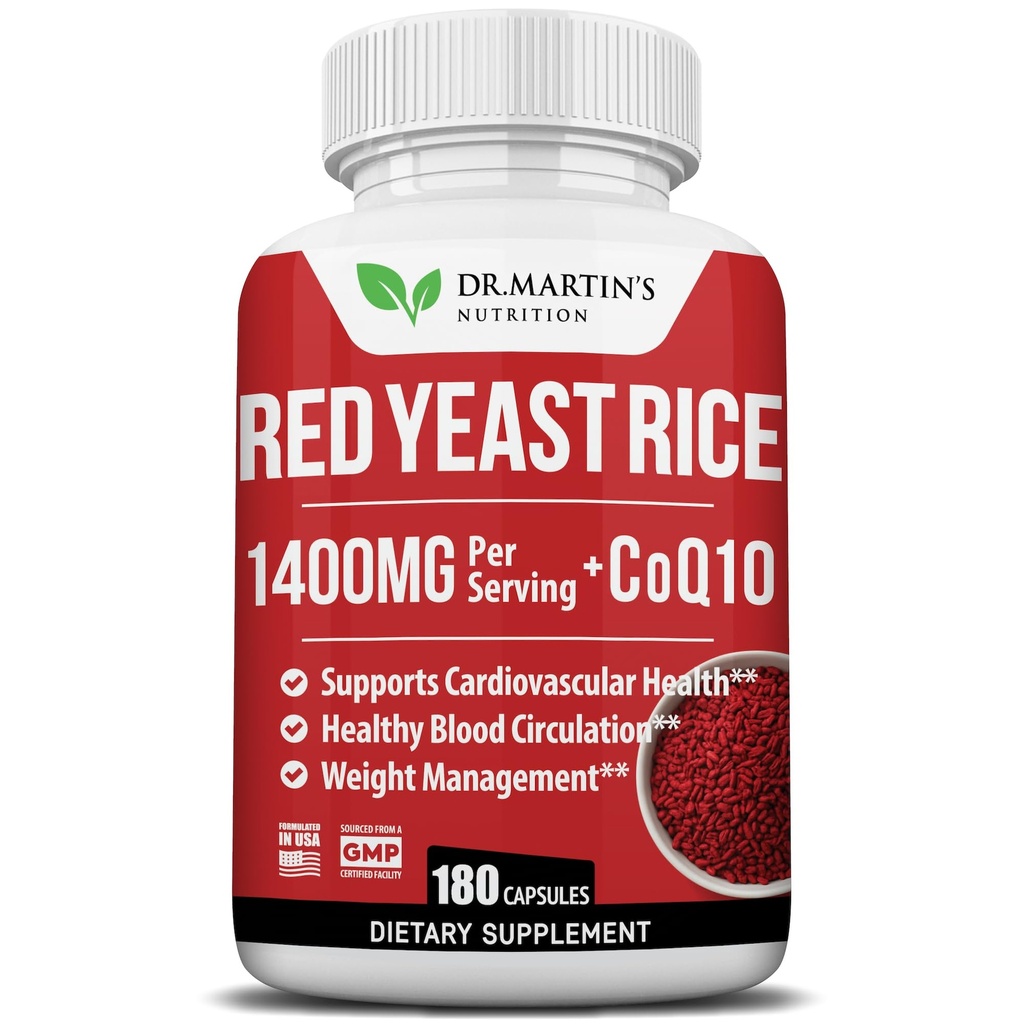 Levadura roja Extracto de arroz 1400mg Suplemento 180 Conde Ø Mantener los niveles saludables del colesterol ¦ Apoya la circulación cardiovascular y sanguínea para el corazón sano, la digestión, la gestión del peso " Salud general