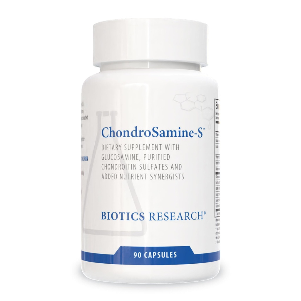 Biotics Research ChondroSamine S Comprehensive Joint and Connective Tissue Support, 600 Elemental Glucosamine, MSM, Vitamina C, Manganese, Niacin, Pantothenic Acid, Folate, B12, SOD, Catalase 90 Caps