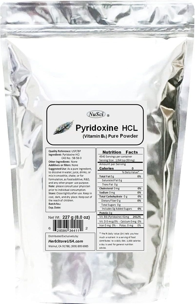 Piridoxina HCl Vitamina B6 Polvo puro 8.0 oz (227 g)