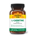 Country Life L-Carnitine 500mg – 60 cápsulas veganas ← Apoya la producción de energía " Metabolismo grasa " incluye la vitamina B6 para la utilización.