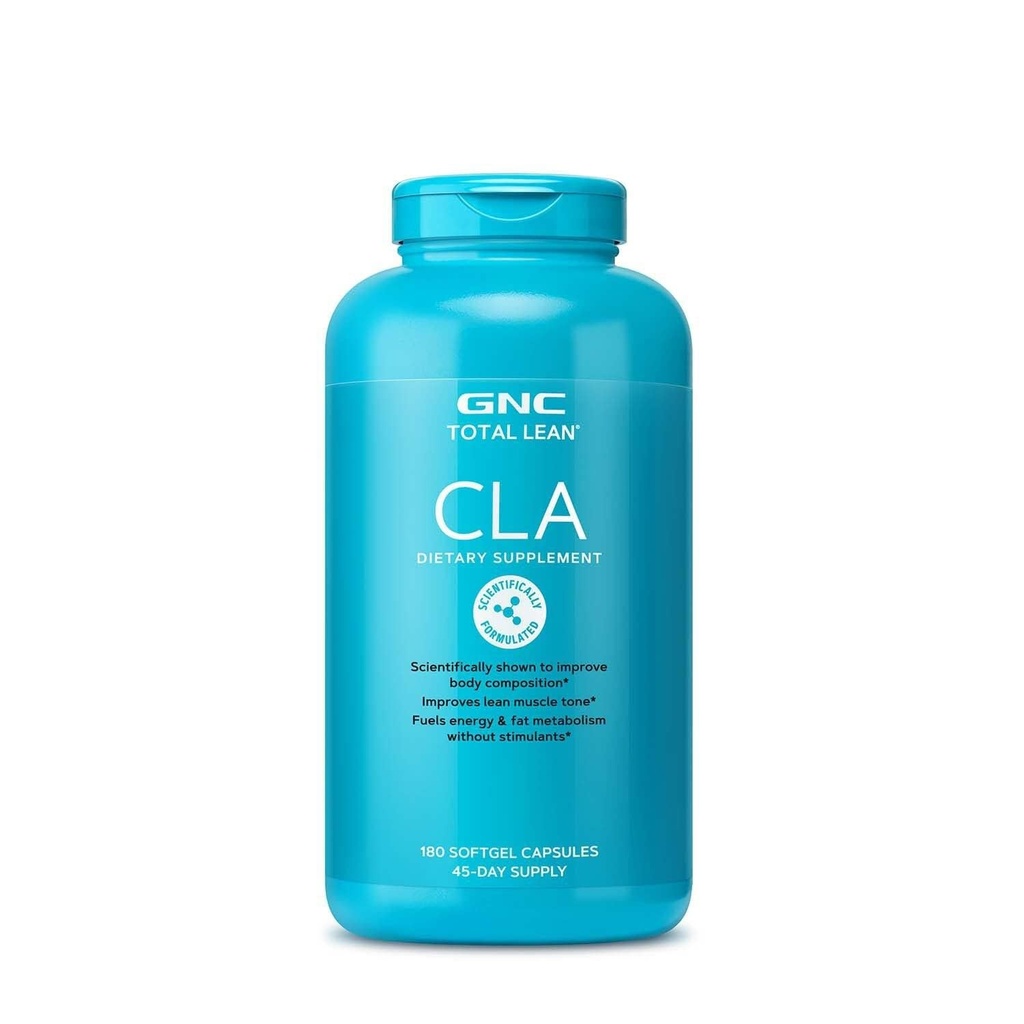 GNC Total Lean CLA, Mejorar la composición corporal " Lean Muscle Tone, Fuels Fat Metabolism " Energy Without Stimulants, Gluten Free, 180 Softgels