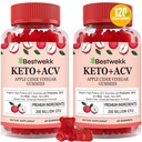 Manzana Vinagre Gummies, Max Strength 2000mg ACV Gummy con Probióticos, B12 y Keto Support, Para Digestión, Metabolismo, Detox, Gut &amp; Immune Health, Gelatin-Free, Non-GMO, 120 keto acv gummies