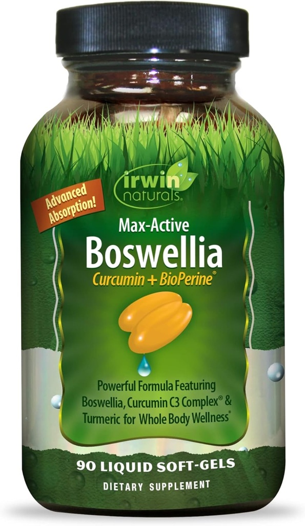 Irwin Naturals Curcumin Pro-Active - 90 Líquidos Soft-Gels - con Curcumin C3 Complejo " Boswellia para la totalidad del bienestar corporal - Absorción avanzada - 45 Servimientos