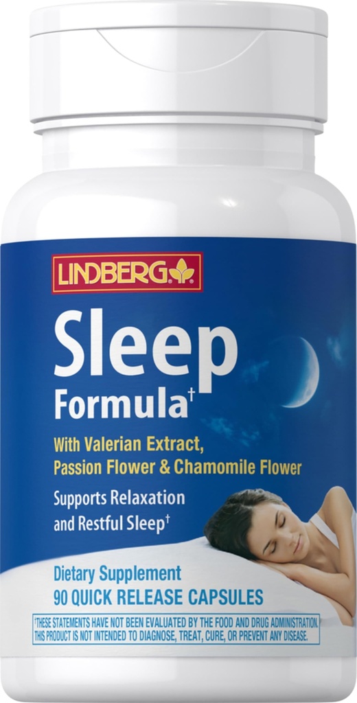 Lindberg Valerian Root Extract ← 90 Capsules Silencio con la manzanilla y la pasión Flor Silencioso Complejo Suplemento No GMO, Gluten Free