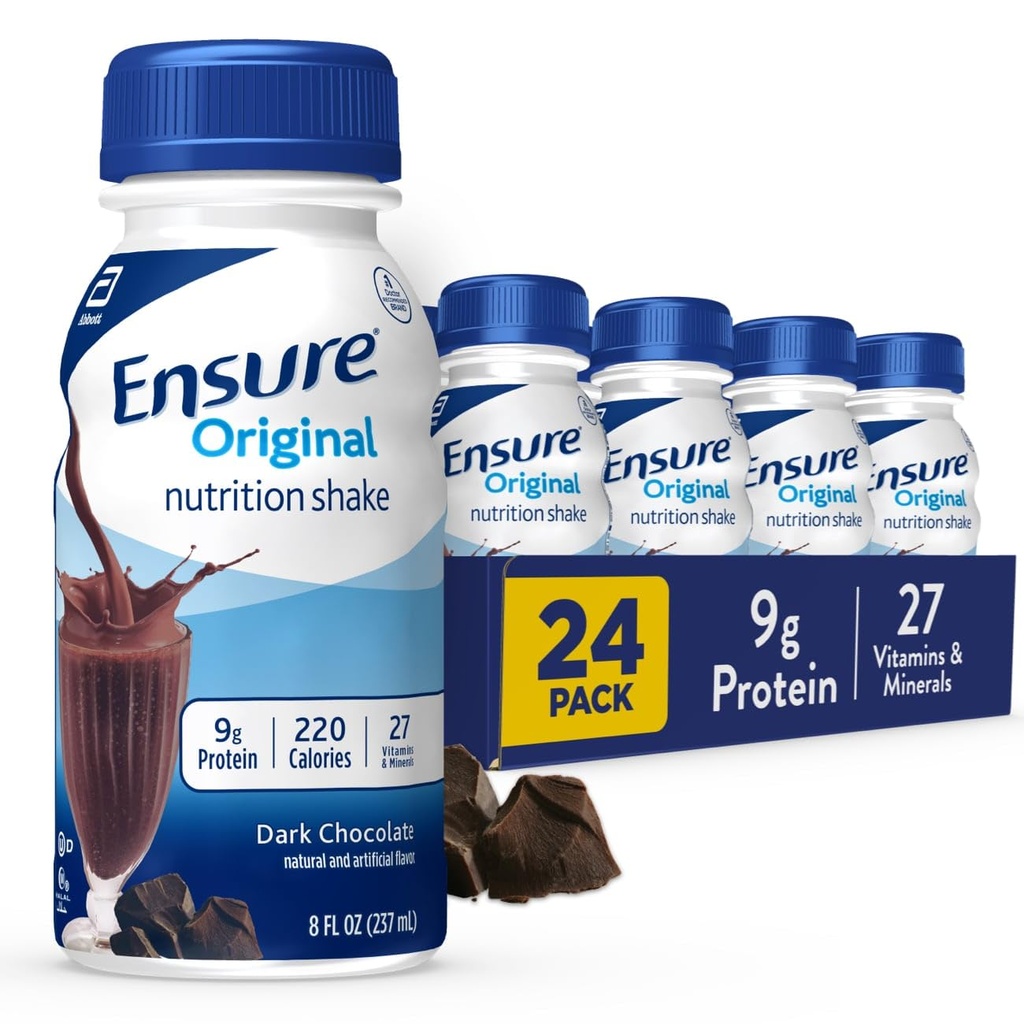 Asegurar la Nutrición del Chocolate Oscuro Original TENIDO Reemplazo de la Meal Pequeña Afeitado TENIDO Para Beber Silencioso 9g Proteína, 27 Vitaminas y Minerales