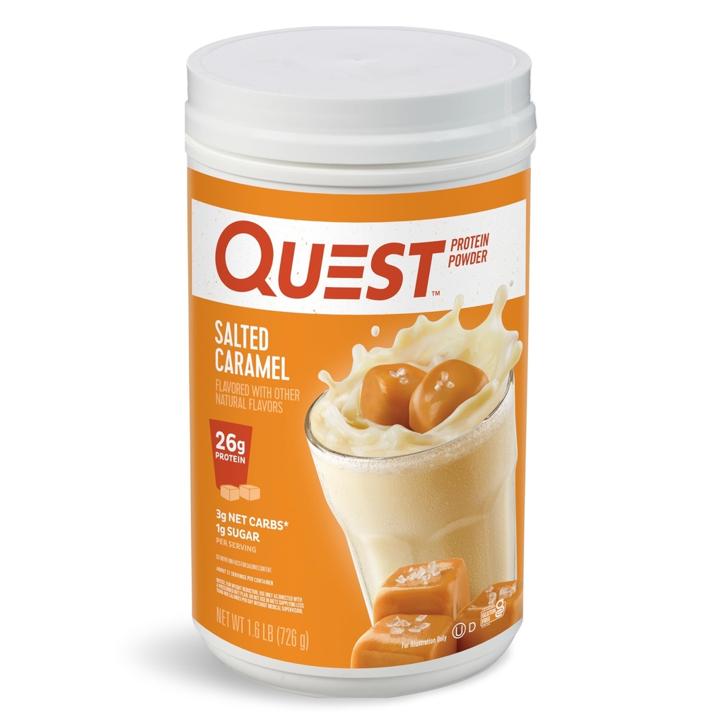 Quest Nutrition Salted Caramel Protein Powder, 26g Protein, 1g Sugar, Low Carb, Gluten Free, 1.6 Libras, 24 Servimientos