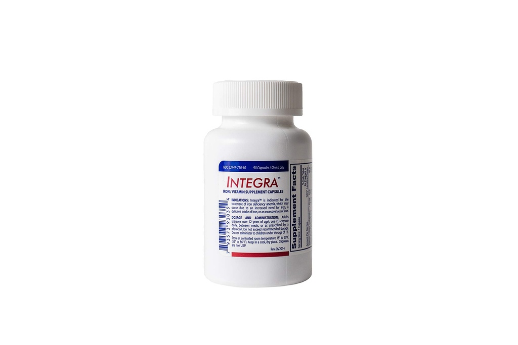 Integra (90)- Iron Suplemento-Vitamin C- Ferrous Fumarate & Polysaccharide Iron Complex