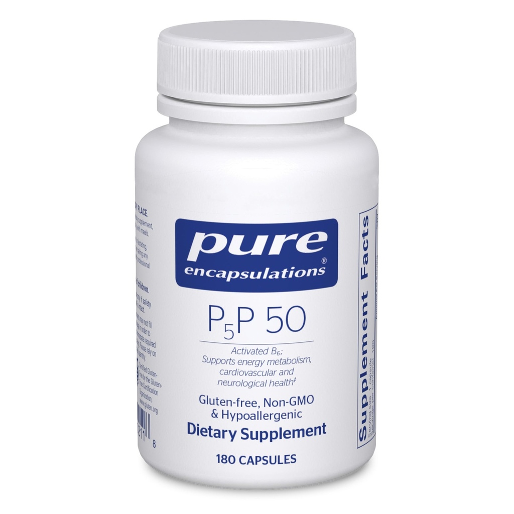 Pure Encapsulations P5P 50 - Active Vitamin B6 - Supports Energy Metabolism & Brain Health* - Gluten Free " Non-GMO - 180 Capsules
