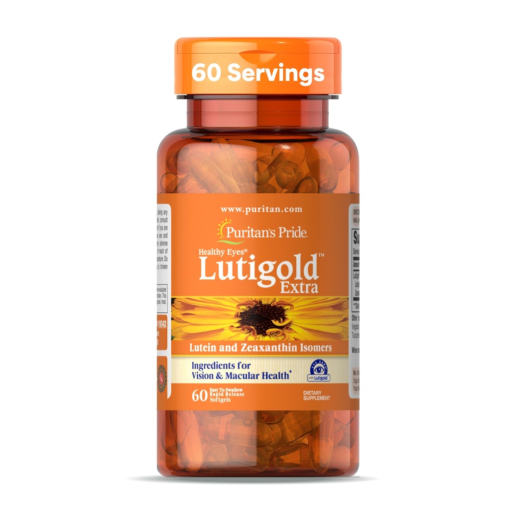 Puritan's Pride Premium Healthy Eyes LutigoldTM Extra Lutein with Meso-Zeaxanthin and Zeaxanthin for Men and Women, Vision Health Support, 2 Month Supply, 60 Easy-to-Swallow Rapid Release Softgels