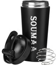Botella de agitador de acero inoxidable aislado con mezcla de alambre Ball-24oz Botella de afeitado aislado para polvos de proteína brillante, mezcla de smoothie, mezcla de suplementos y para ejercicios previos