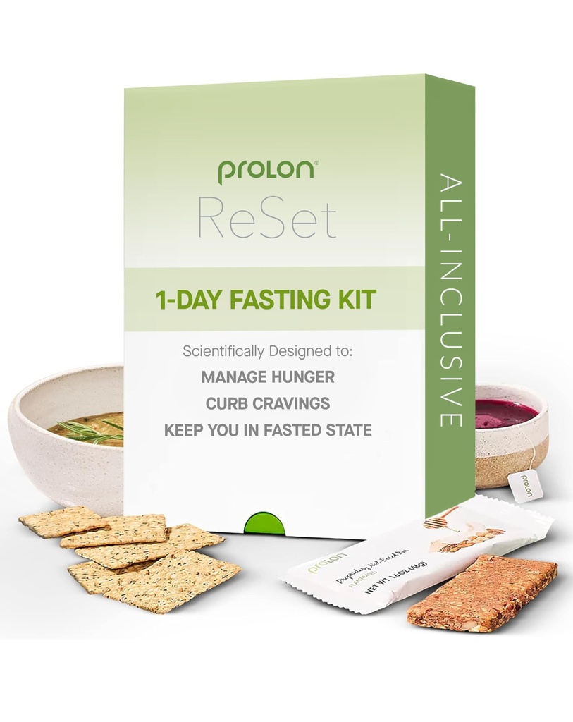 Prolon 1-Day Reset Fasting Kit TENIDO Rápido con la comida TENIDO Apoyos Saludable Envejecimiento " Gestión de pesos TEN Bajo-Calorie, Comidas basadas en plantas " Snacks ANTE Desarrollado para no romper su Fast (1-Day Kit)