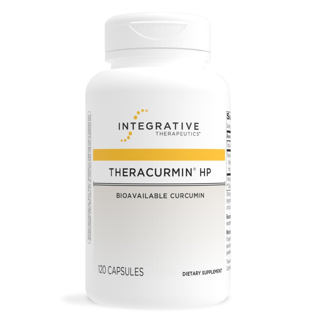 Terapéutica Integrativa Theracurmin HP - Suplemento Turmérico para el Corazón &amp; Soporte Conjunto de Salud* - Apoyo a la recuperación del músculo* - No soy, sin lácteos &amp; sin gluten - 120 cápsulas (60 piezas)