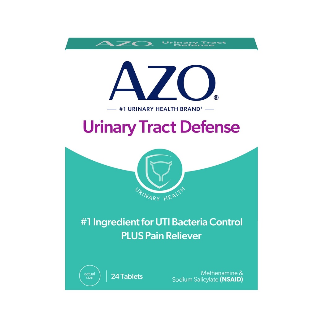 AZO Urinary Tract Defense Antibacterial Protection, FSA/HSA Eligible, Ayuda a controlar una UTI hasta que pueda ver a un doctor, de la marca de salud urinaria más confiada, 24 Cuenta (Pack de 1)