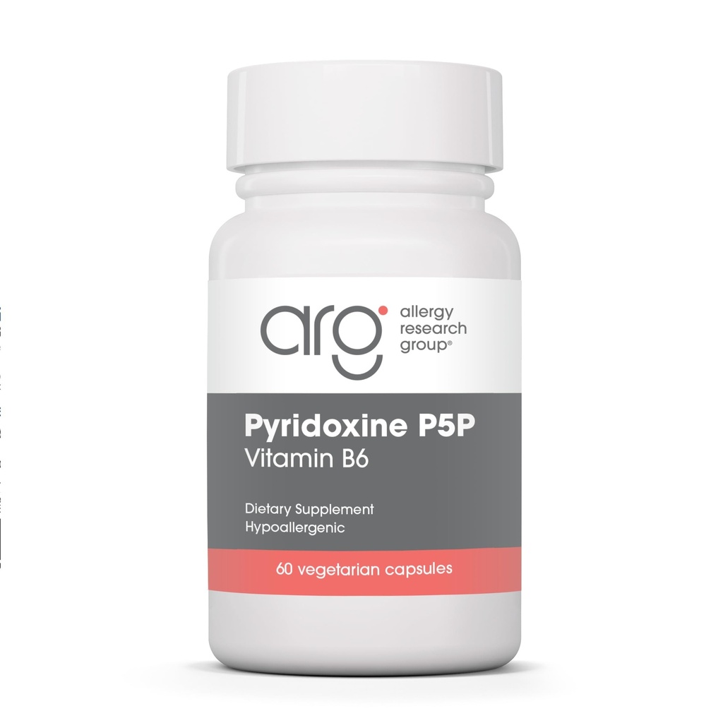 Grupo de investigación de alergia Pyridoxine P5P Suplemento - Vitamina activa B6 275mg, Pyridoxal-5-Phosphate, Metabolismo Apoyo, Hipoalergénico, cápsulas vegetarianas - 60 Conde